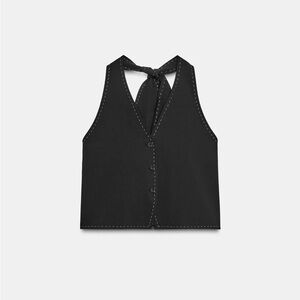 Black Sleeveless Tie-Back Top